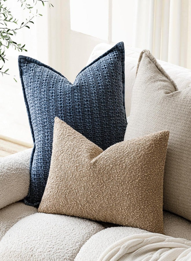 Foindtower Pack of 2 Textured Boucle Throw Pillow Covers Accent Solid Lumbar Pillow Cases Cozy Soft Decorative Couch Cushion Case for Chair Sofa Bedroom Living Room Home Decor, 12 x 20 Inch,Camel - Image 5